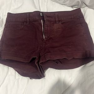 Burgundy American eagle jean shorts